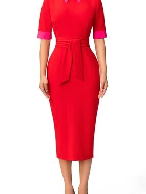 NWT, FKSP Roxana Colorblock Dress, Red & Pink, Size XS